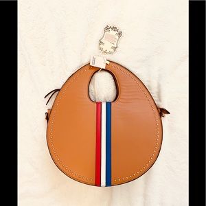 NWT vegan Alyssa circular brown faux leather purse